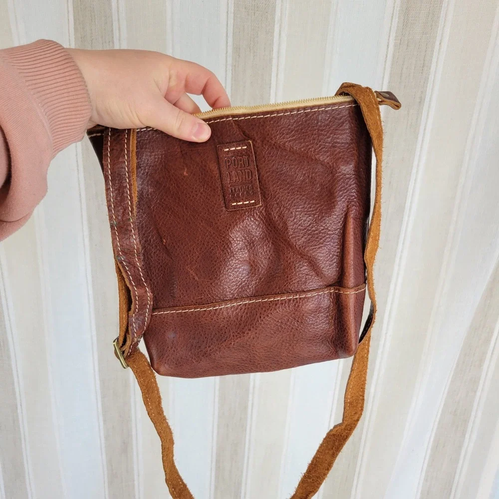 Portland Leather Goods‎ Crossbody Bag Purse Brown Boho Minimialist
